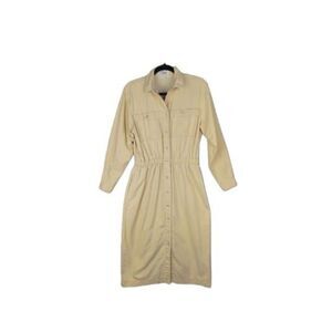 Norm Thompson Shirt Dress Cream 8P Vintage Cotton Midi Coastal Grandmother